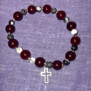 Glass beaded Cross Bracelet